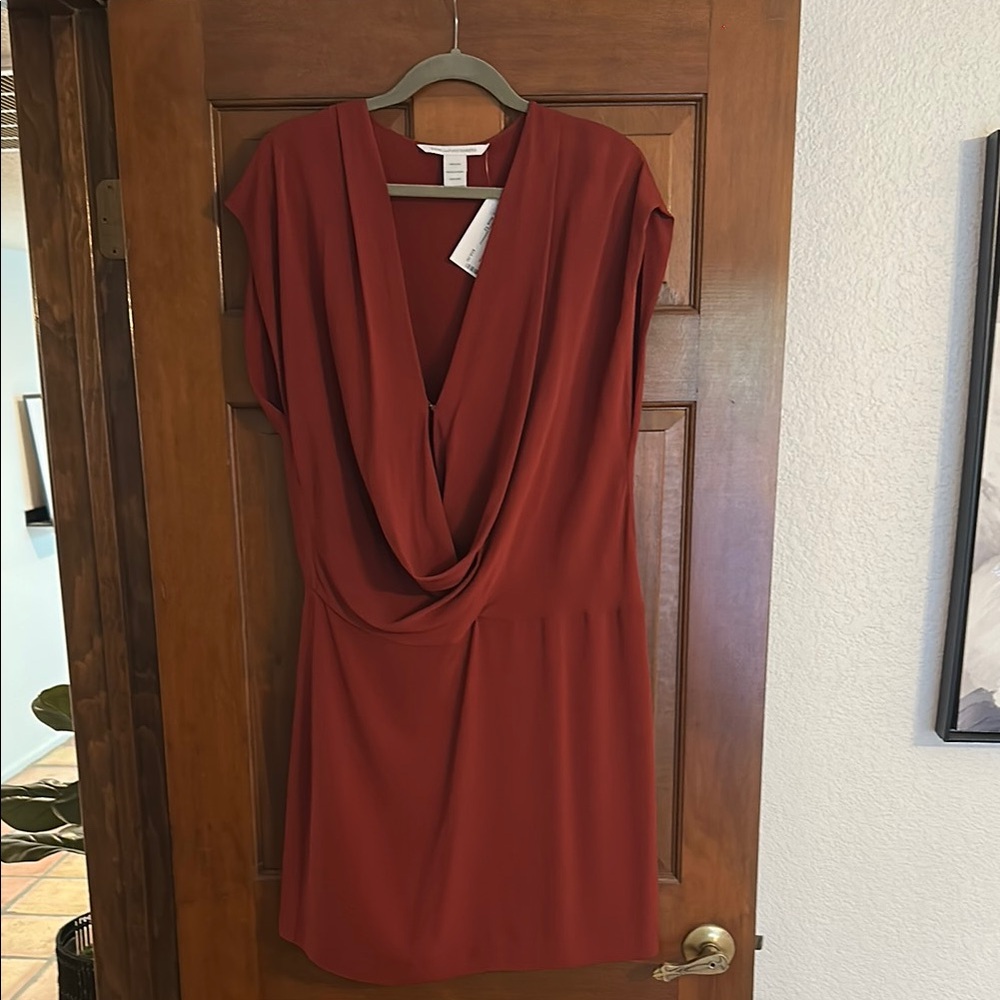Diane von Furstenberg Cowl Neck Draped Silk Dress